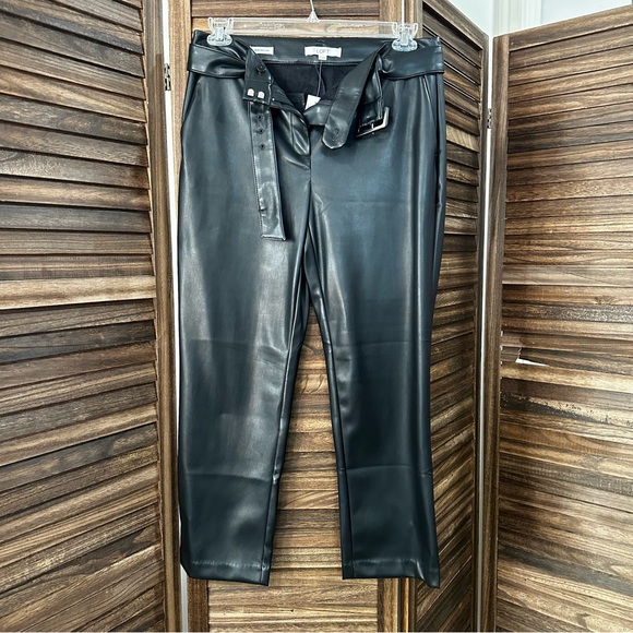 LOFT Black Straight Leg Leather Trousers - Picture 7 of 11